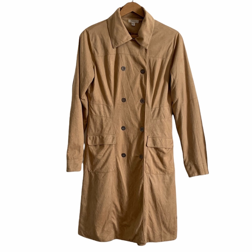 TCEC Tan Suede Trench Coat size Large